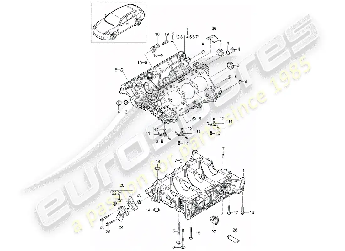 porsche 2016 (panamera 970) crankcase parts diagram