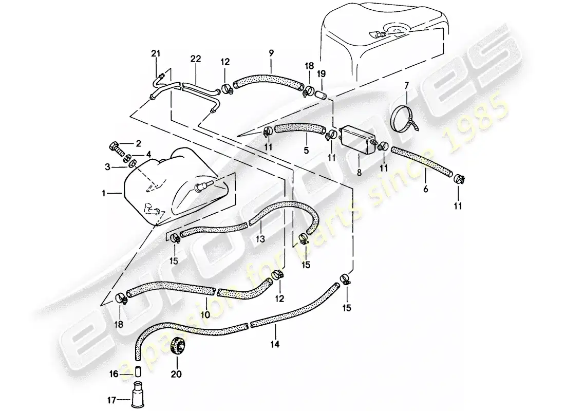 porsche 1985 (911) tank ventilation parts diagram