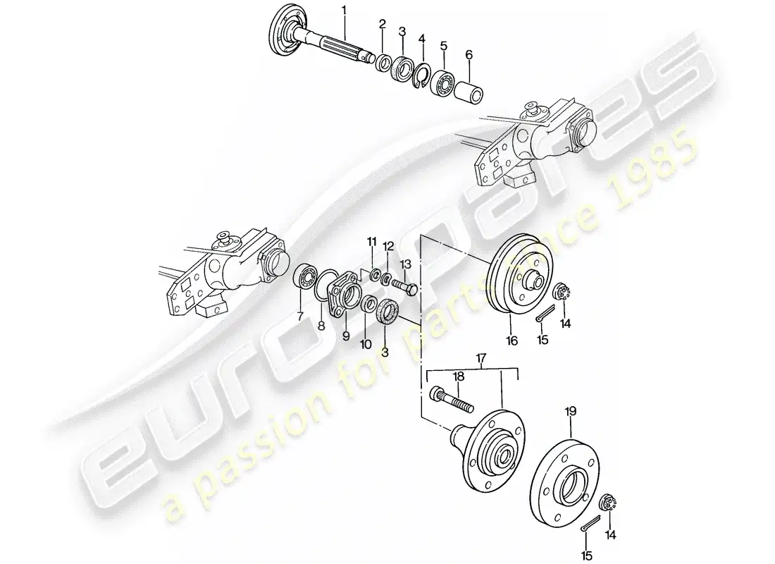 porsche 1976 (924) rear wheel shaft - lubricants parts diagram