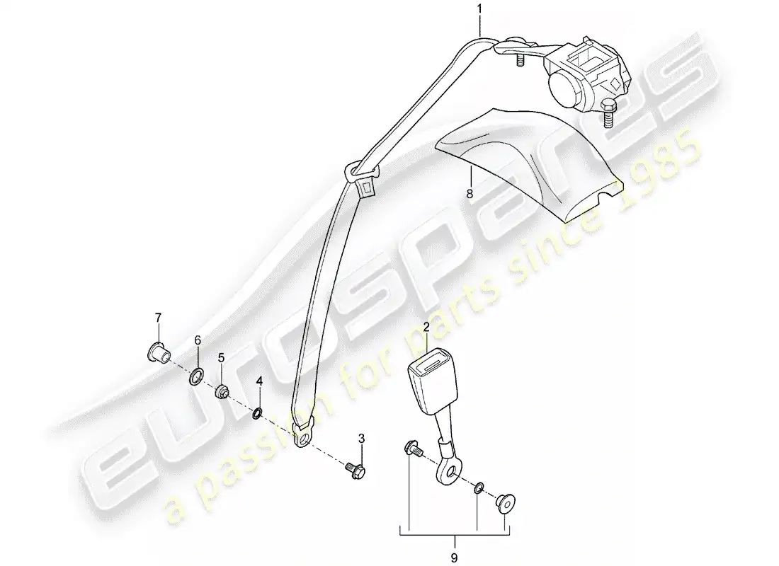 porsche 2004 (carrera gt) seat belt - 3-point automat. seat belt parts diagram