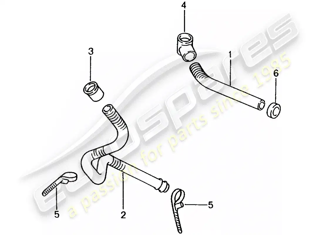 porsche 2004 (986 boxster) water drain pipe - for - heater - air distribution housing parts diagram