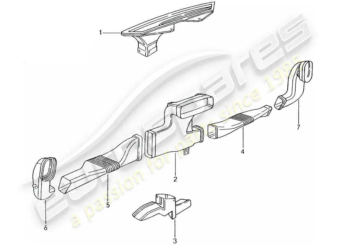 porsche 2004 (986 boxster) heater - air duct parts diagram