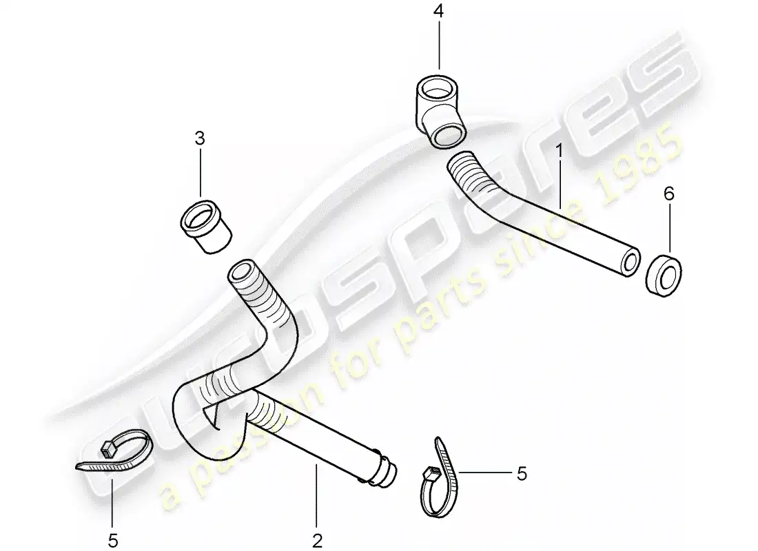 porsche 2003 (996 turbo / gt2) water drain pipe - mount - sound absorber - heater - air conditioner parts diagram