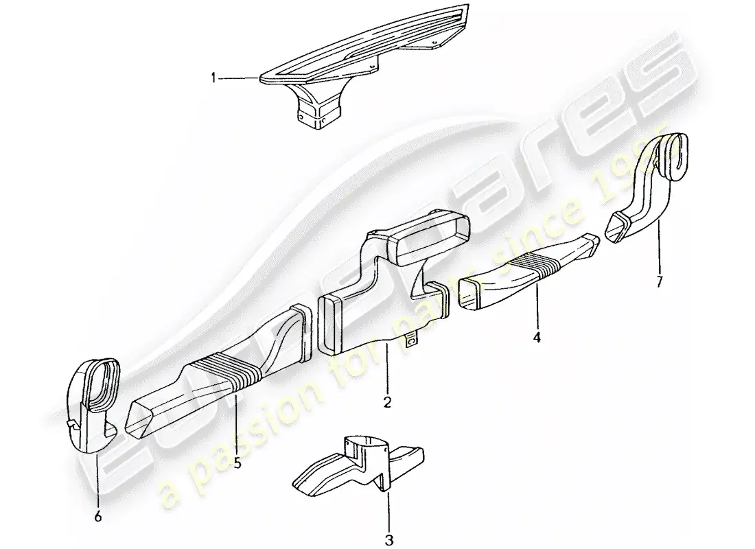porsche 2003 (996 turbo / gt2) heater - air distributor parts diagram