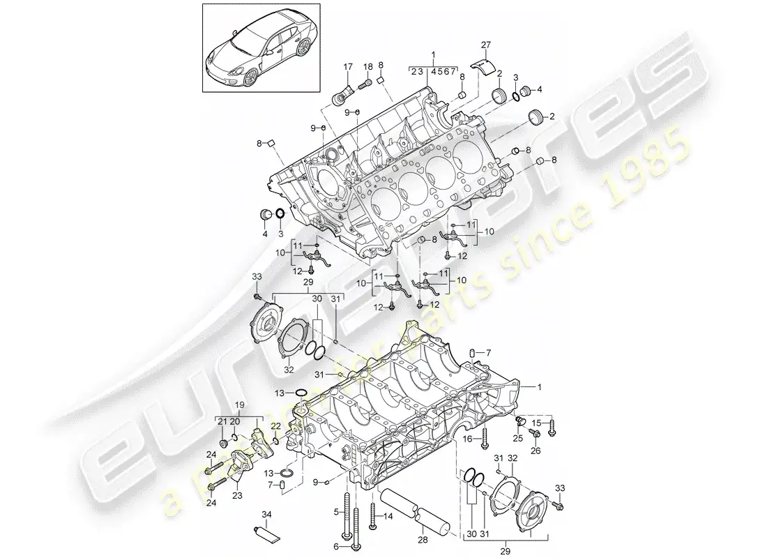 porsche 2013 (panamera 970) crankcase parts diagram