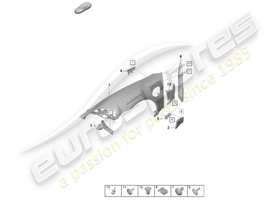 porsche 2022 (taycan 9j1-1) wing part diagram