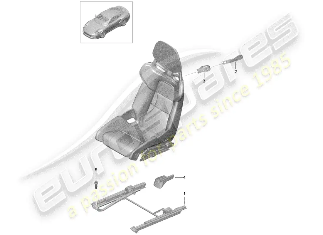 porsche 2014 (991-1 turbo) seat parts diagram