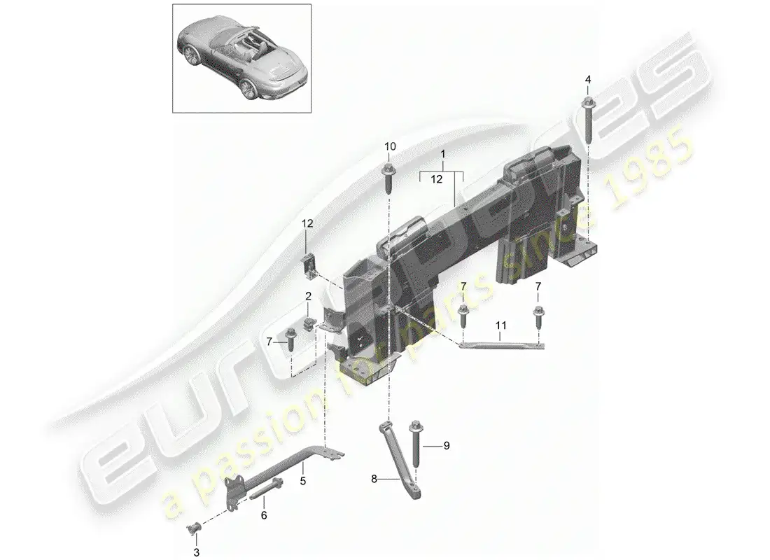 porsche 2014 (991-1 turbo) roll bar parts diagram