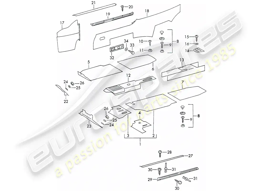 porsche 1966 (911/912) interior equipment parts diagram