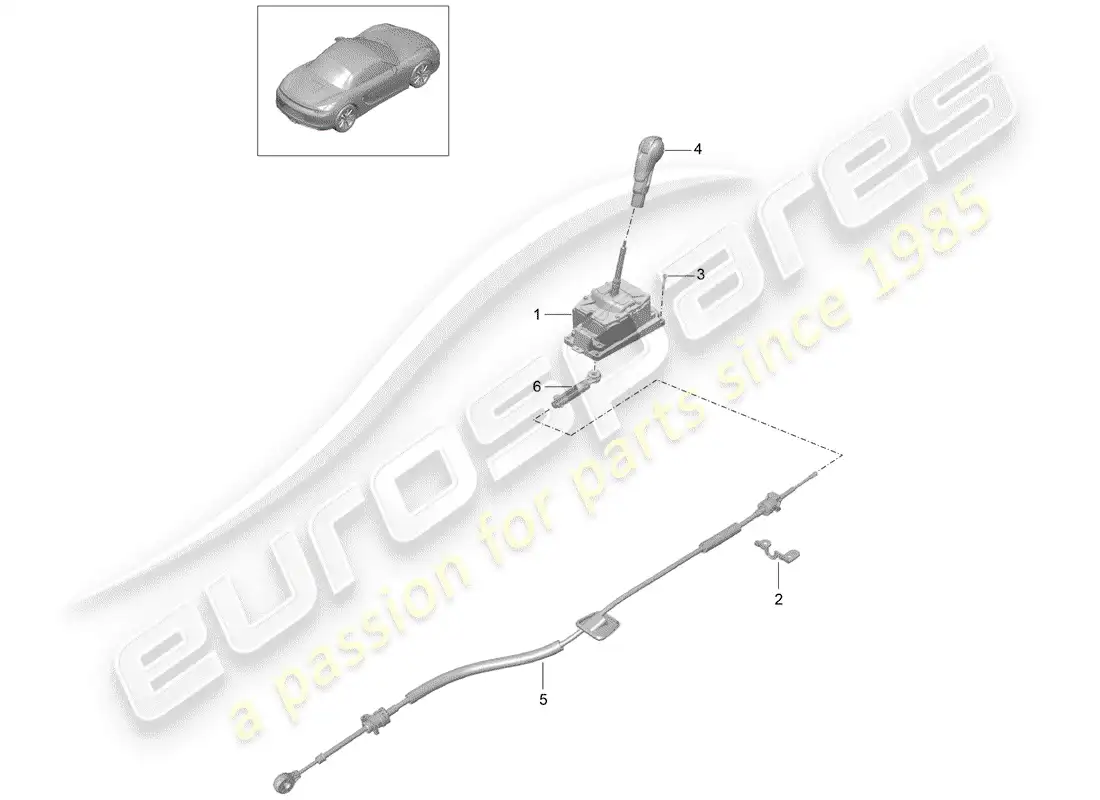 porsche 2014 (981 boxster) selector lever parts diagram