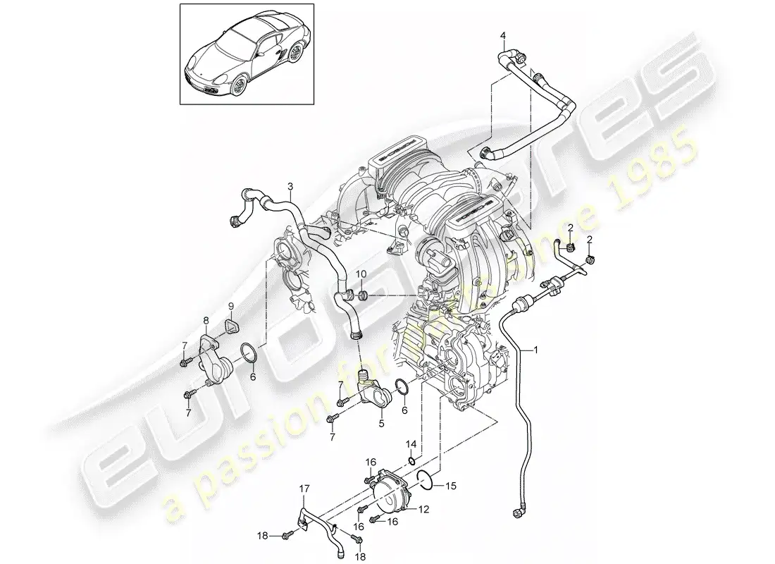 porsche 2009 (987 cayman) crankcase parts diagram