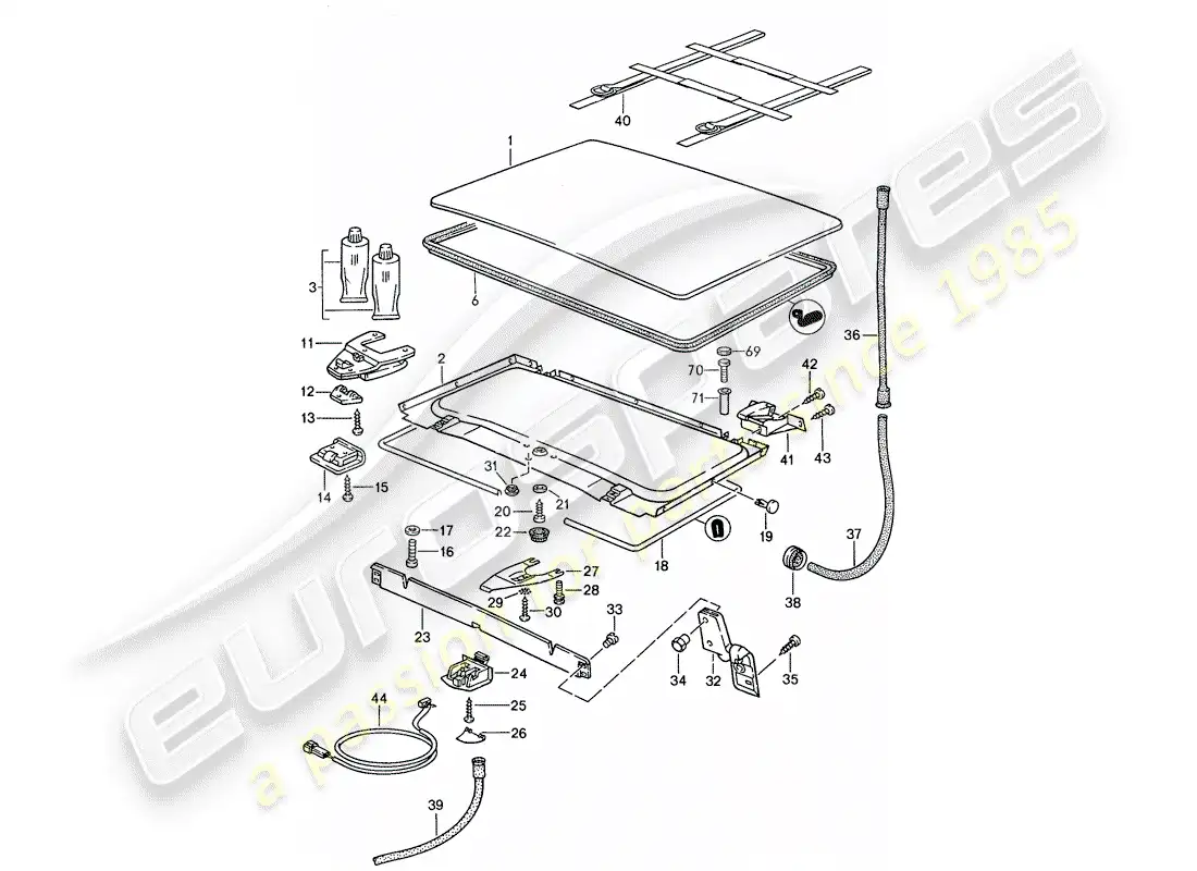 porsche 1991 (944) lifting roof parts diagram
