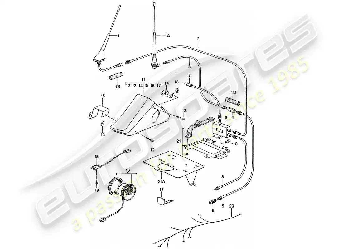 porsche 1994 (968) phone preparation parts diagram