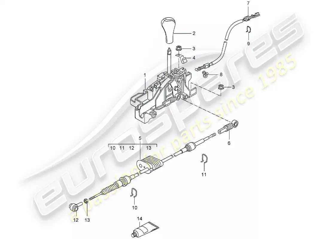 porsche 2002 (996) selector lever - tiptronic parts diagram
