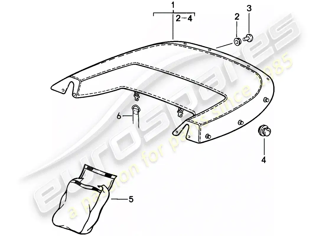 porsche 1987 (911) boot cover parts diagram