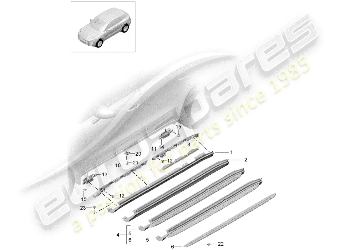 porsche 2016 (macan) trims parts diagram