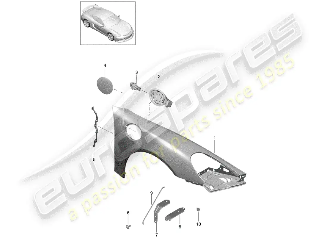 porsche 2016 (981 cayman gt4) fender part diagram