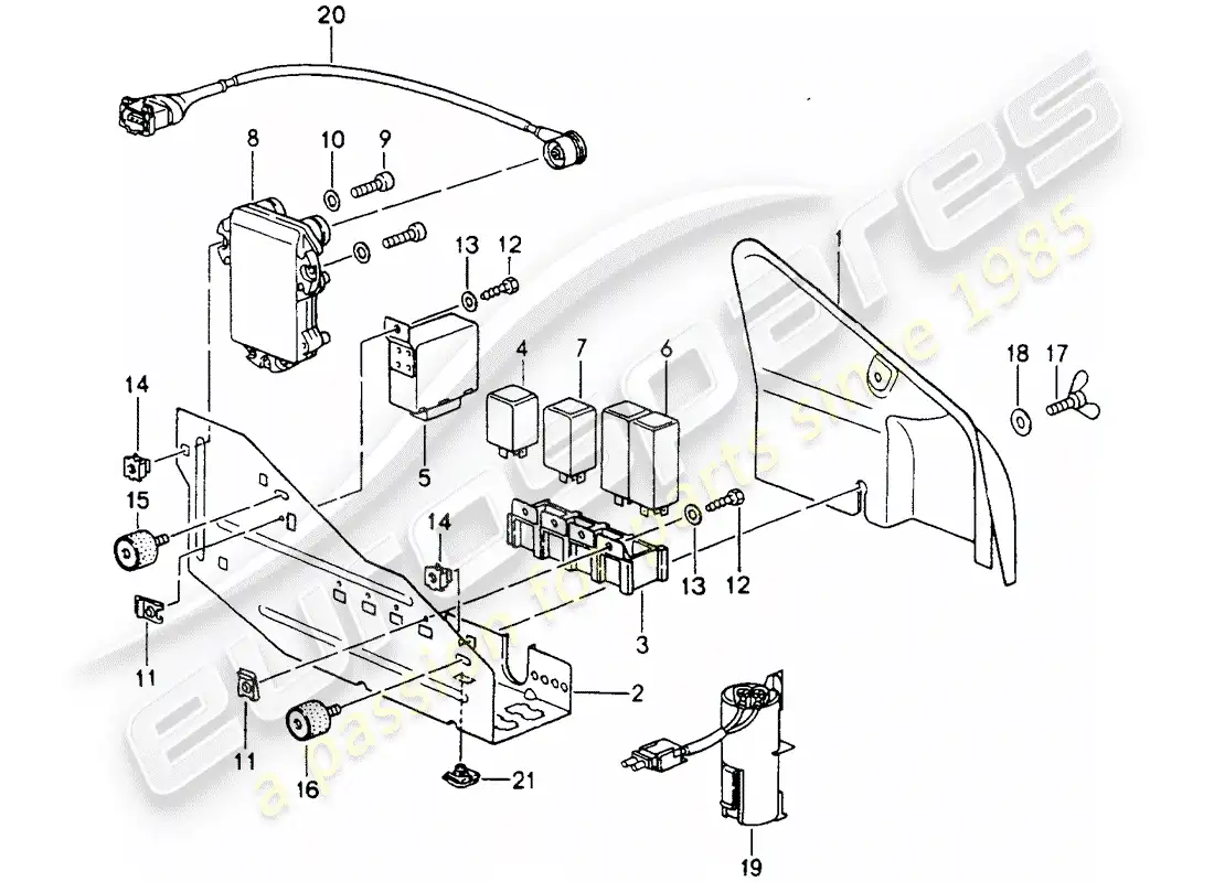 porsche 1990 (964) fuse box/relay plate - engine compartment parts diagram