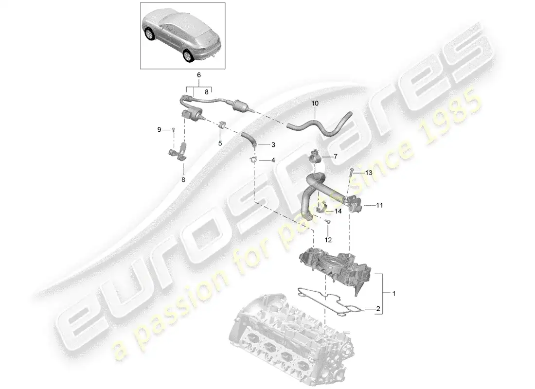 porsche 2016 (macan) oil separator parts diagram