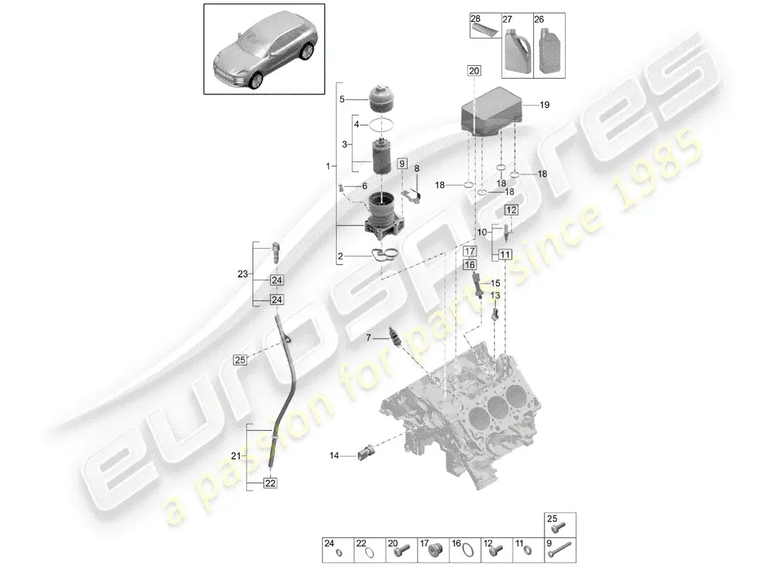 porsche 2019 (macan) oil filter parts diagram