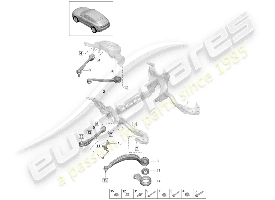 porsche 2019 (macan) track control arm parts diagram