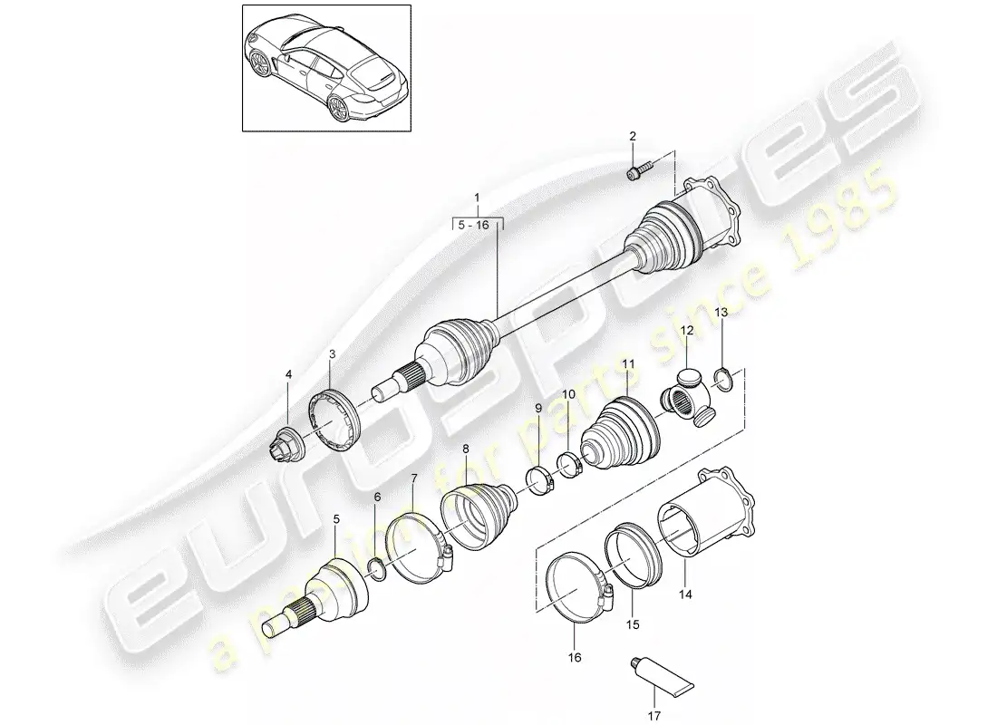 porsche 2014 (panamera 970) drive shaft parts diagram
