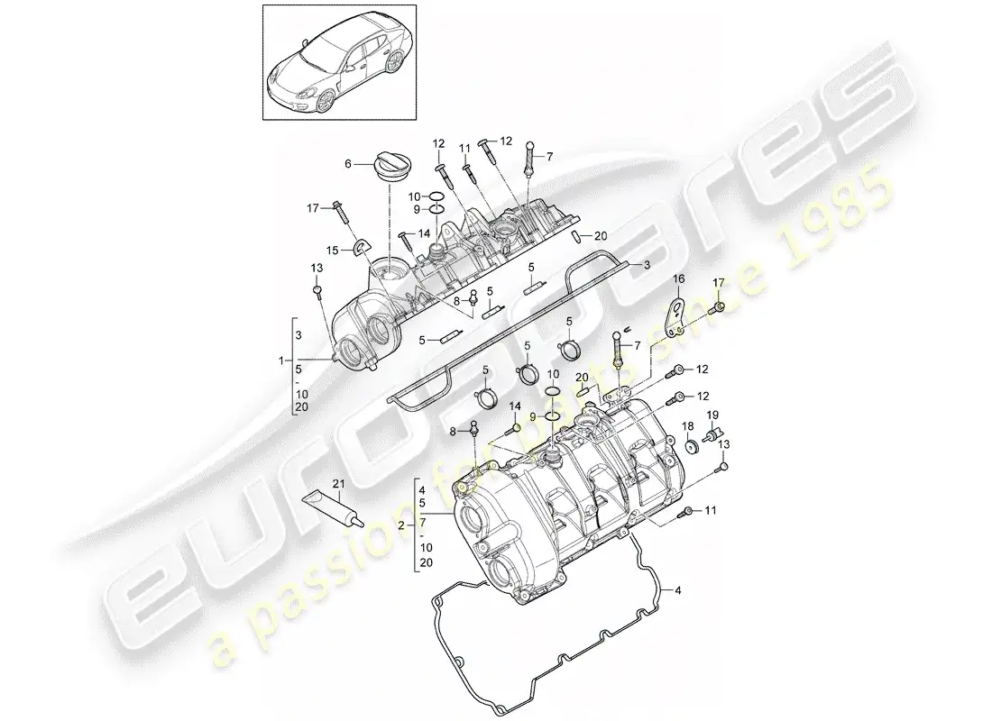 porsche 2015 (panamera 970) valve cover parts diagram