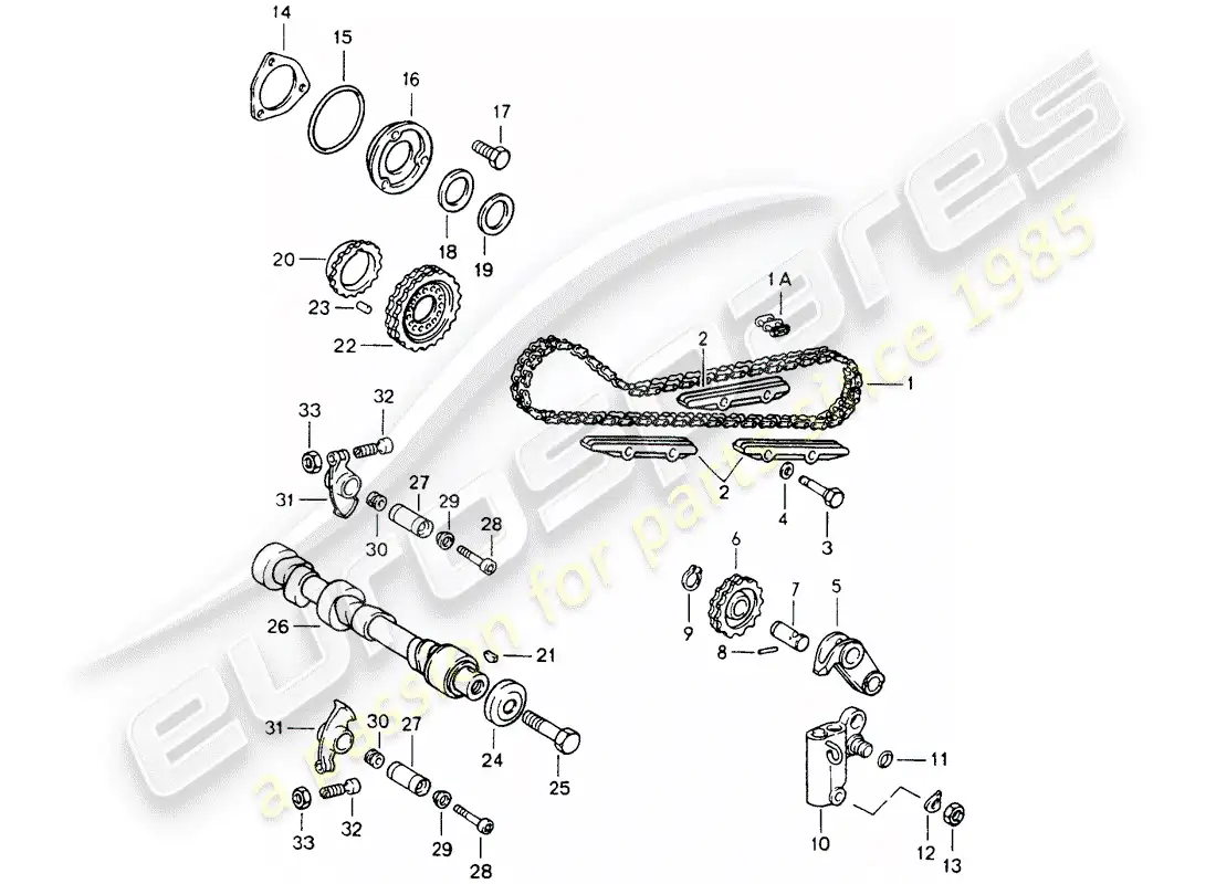 porsche 1990 (964) valve control parts diagram