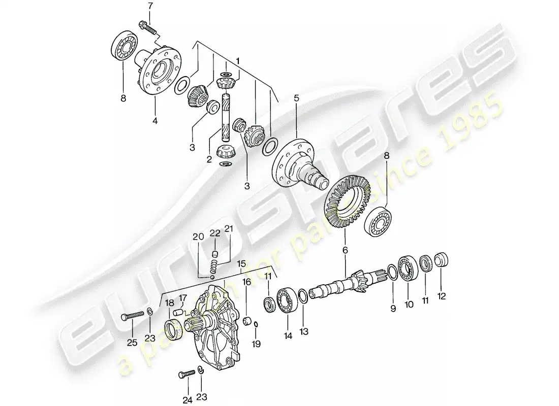 porsche 1976 (924) differential - automatic transmission parts diagram