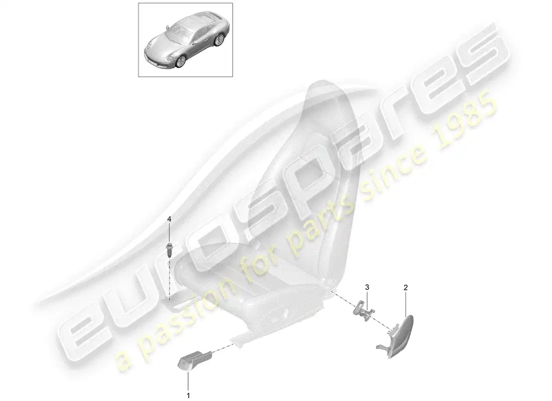 porsche 2020 (991-2) seat parts diagram