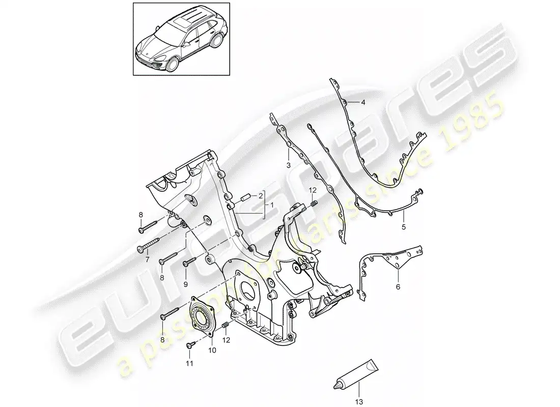 porsche 2014 (cayenne e2 92a) cover for timing chain part diagram