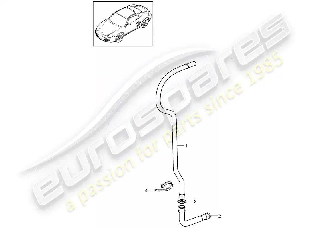 porsche 2012 (987 cayman) water drain pipe parts diagram