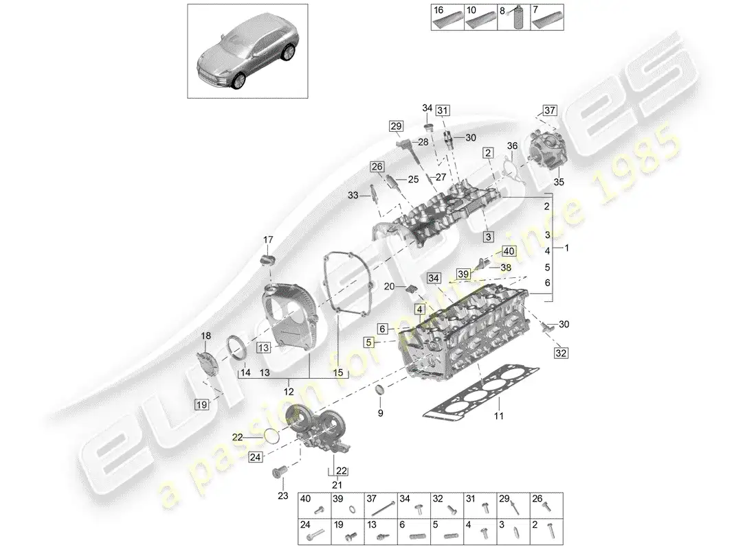 porsche 2020 (macan) cylinder head part diagram