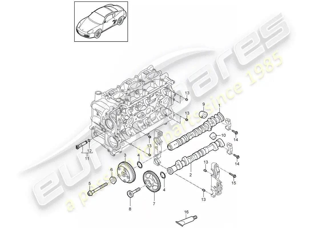 porsche 2011 (987 cayman) camshaft parts diagram