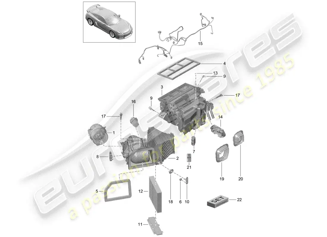porsche 2016 (981 cayman gt4) air conditioner part diagram