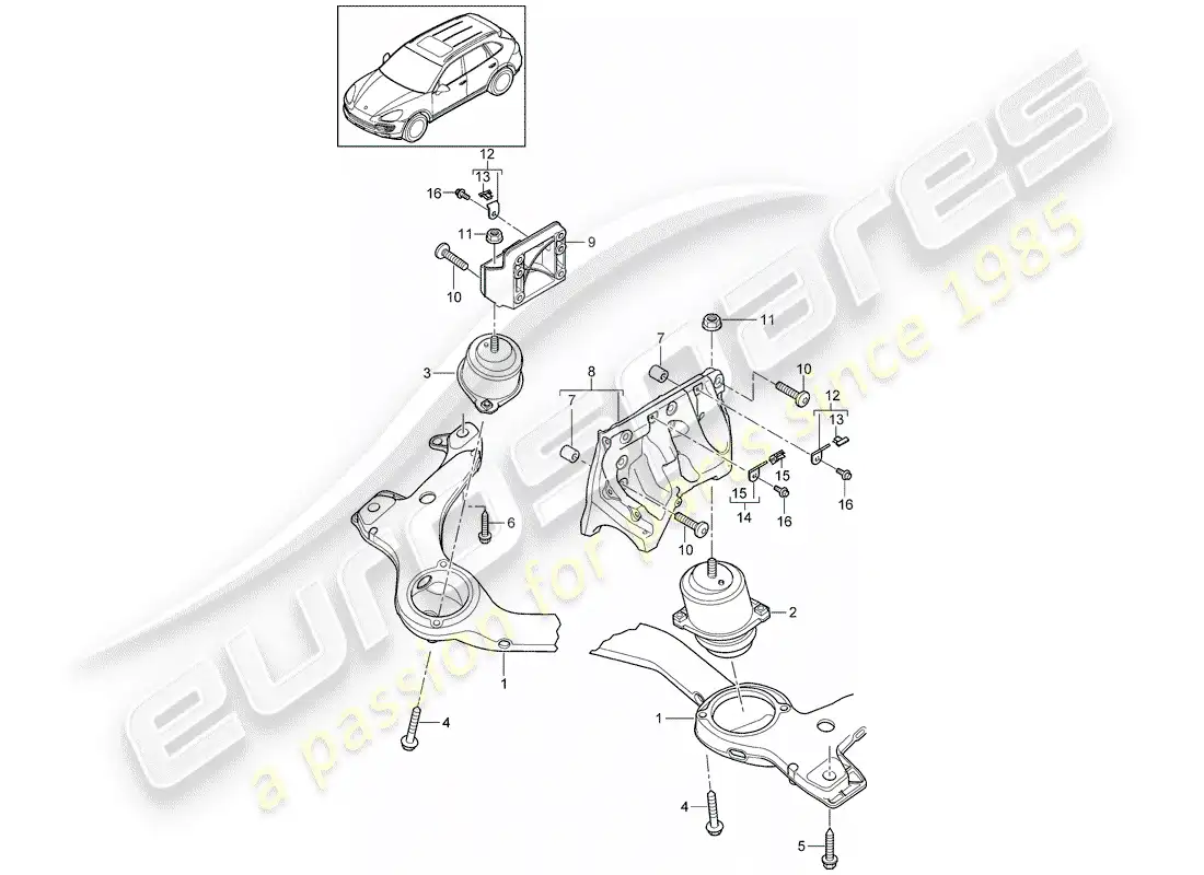 porsche 2014 (cayenne e2 92a) engine lifting tackle part diagram