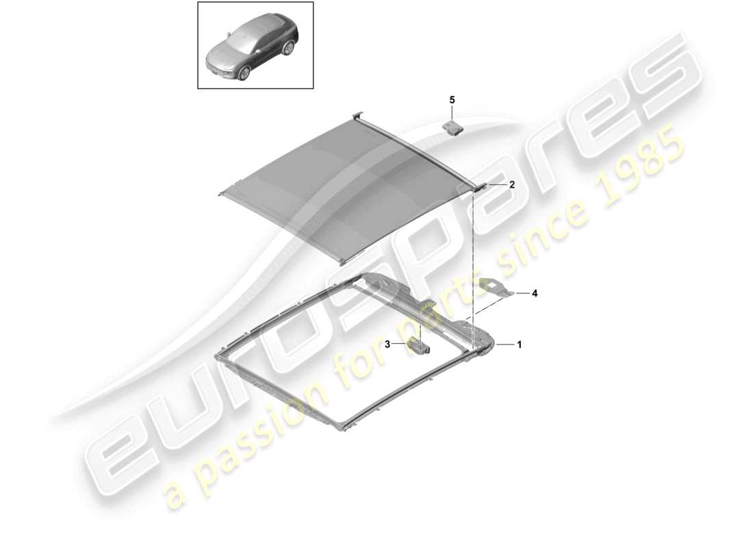 porsche 2023 (cayenne e3 9ya/9yb) glass roof part diagram