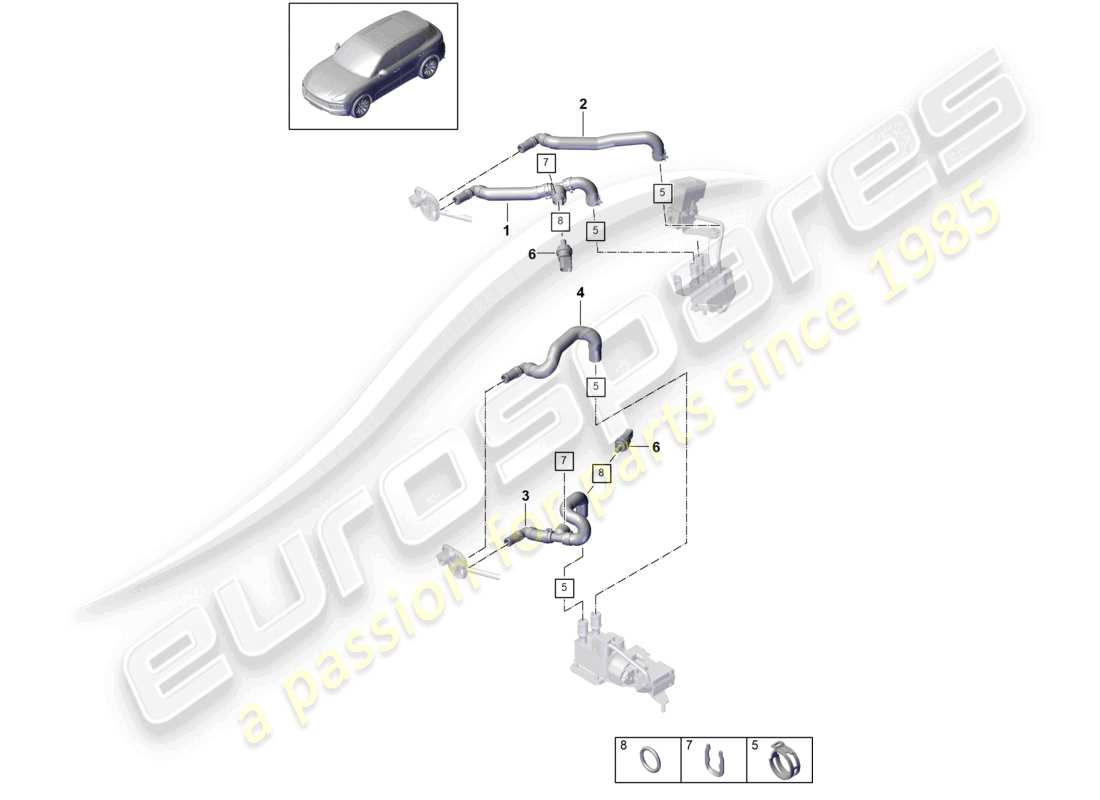 porsche 2023 (cayenne e3 9ya/9yb) heater low-temperature circuit water box for vehicles with hybrid drive part diagram