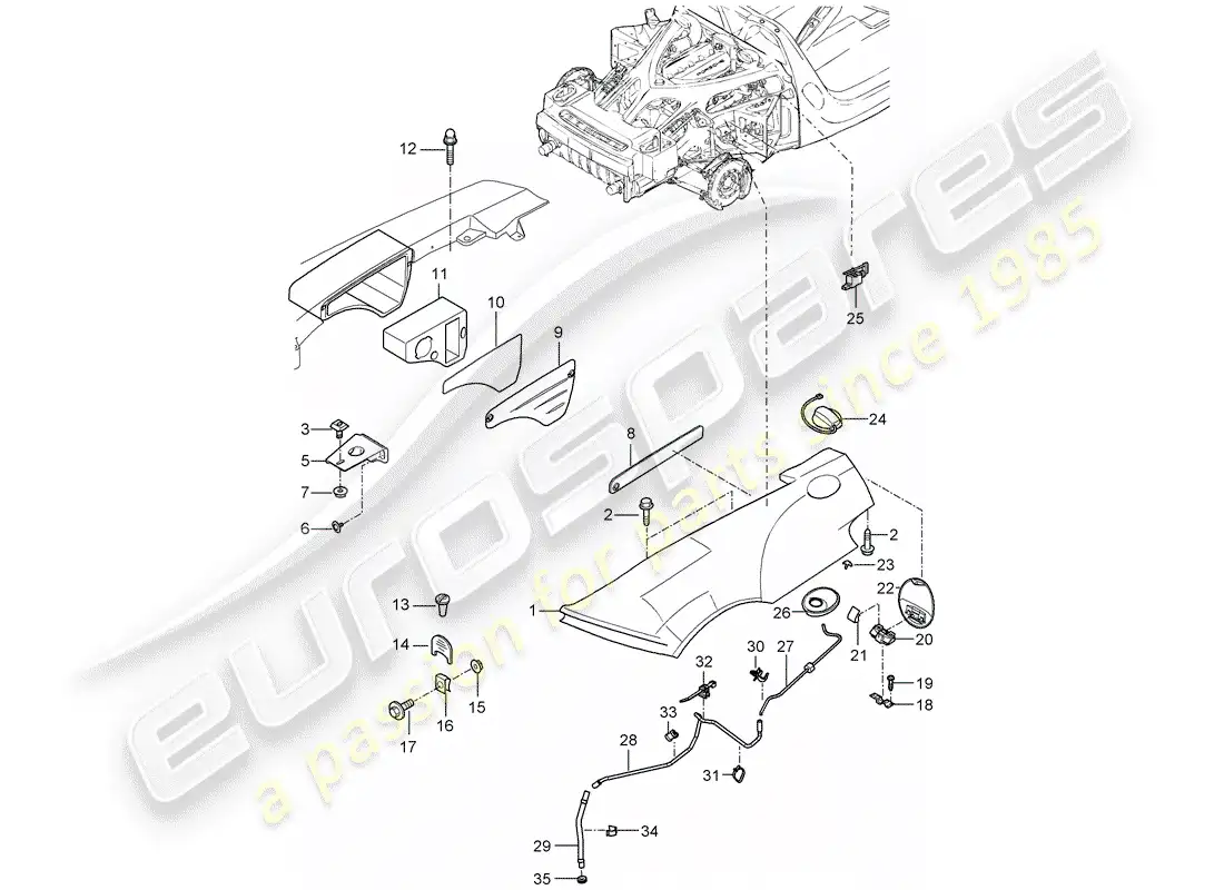 porsche 2005 (carrera gt) fender parts diagram