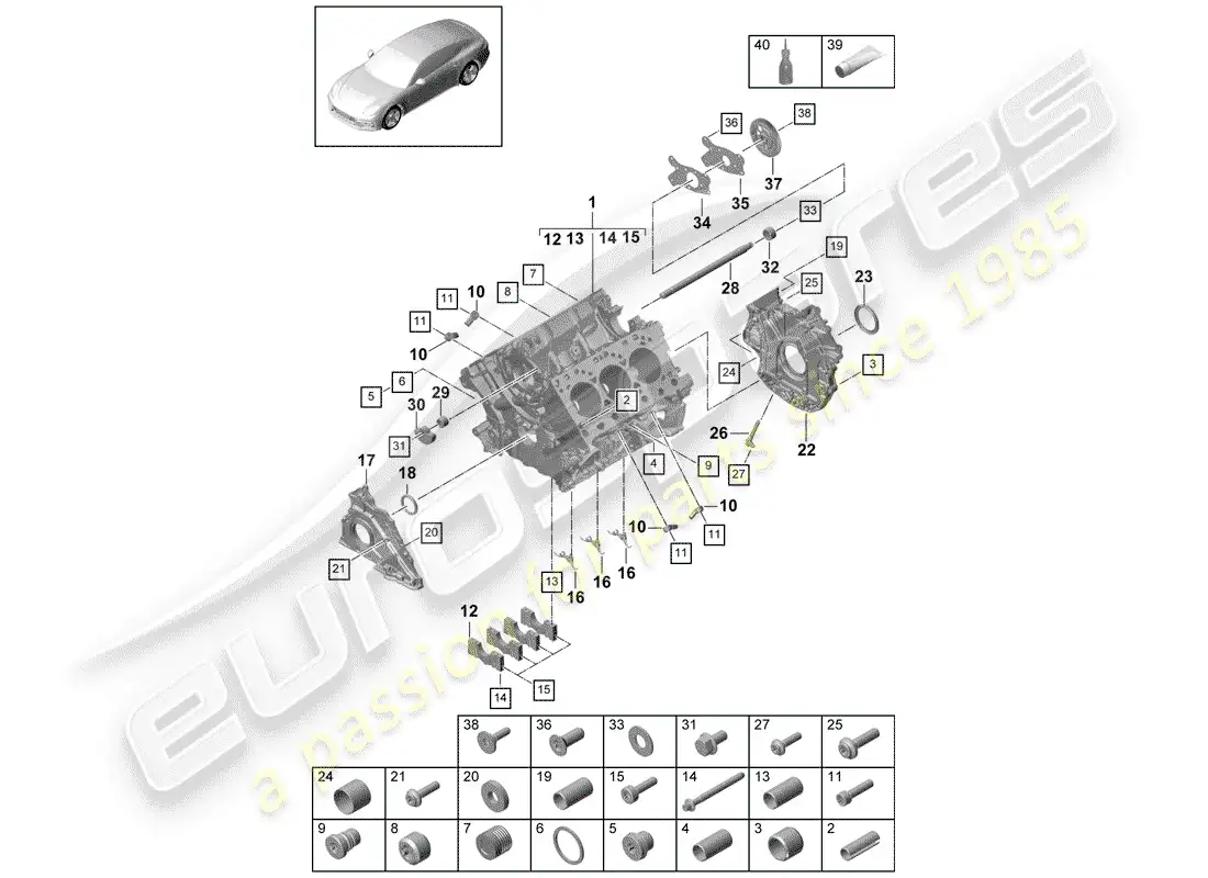 porsche 2019 (panamera 971-1) crankcase parts diagram