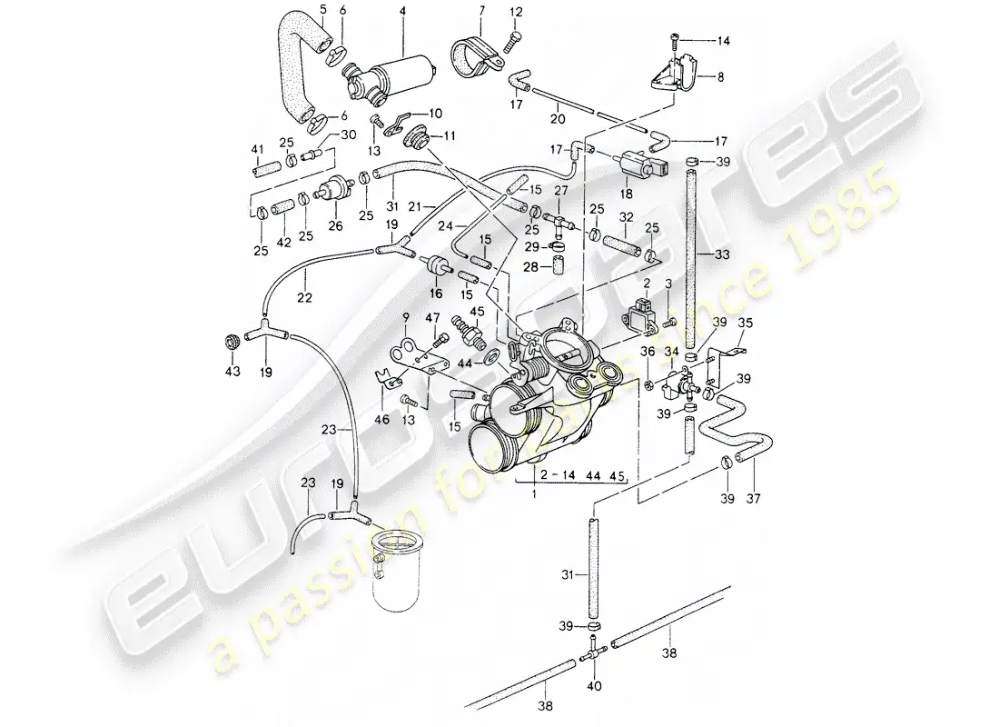 porsche 1995 (993) throttle body parts diagram