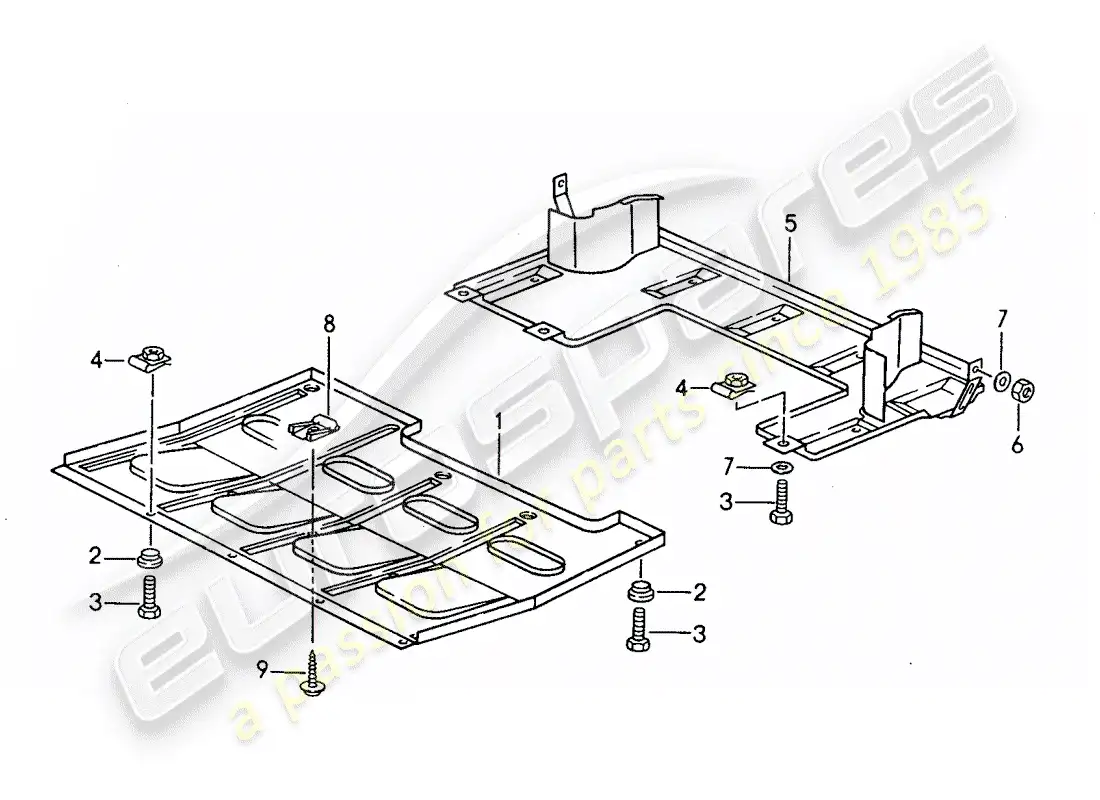 porsche 1994 (968) underside protection parts diagram