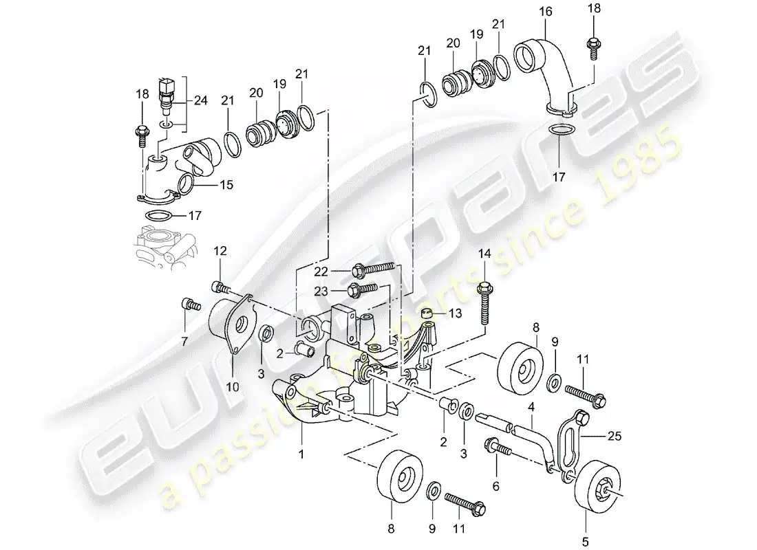 porsche 2004 (996 gt3) belt tensioner - belt drive parts diagram