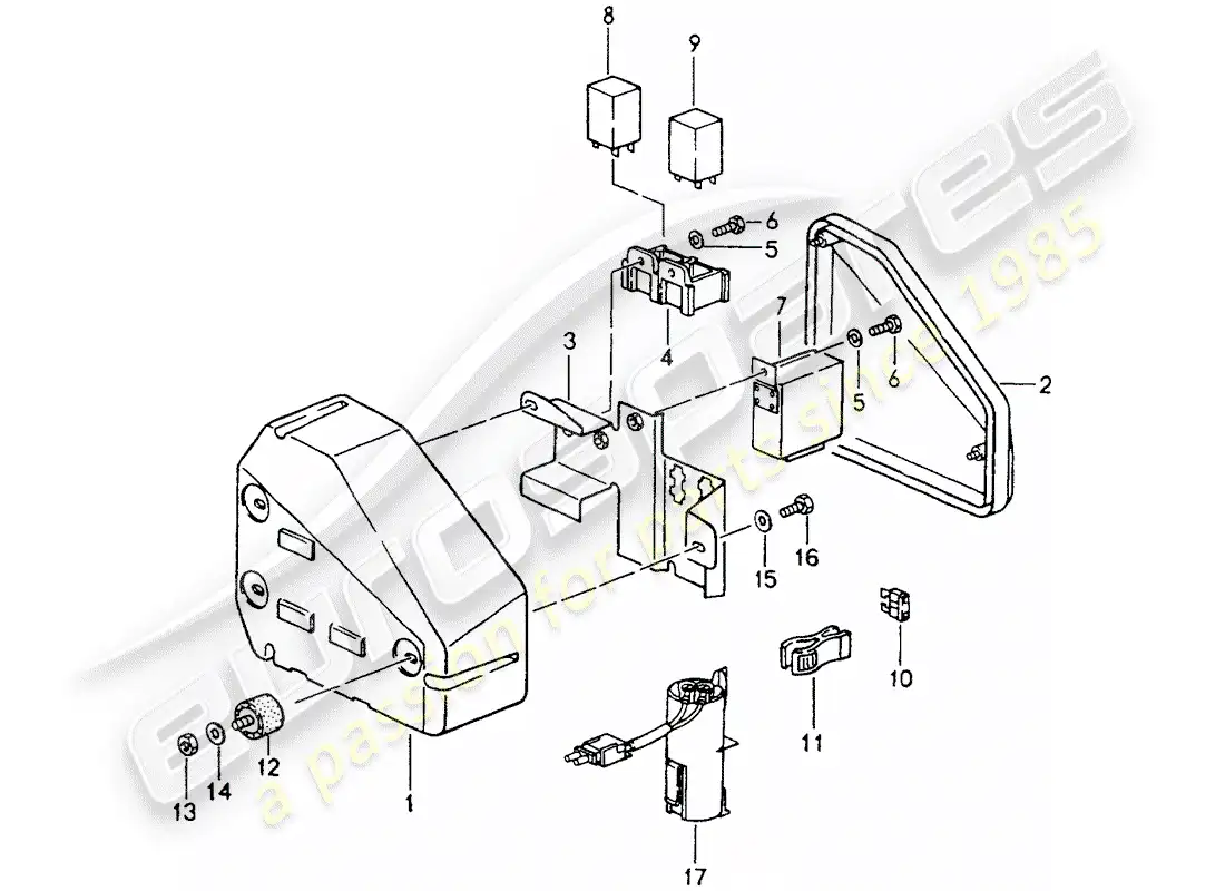 porsche 1990 (964) fuse box/relay plate - engine compartment parts diagram
