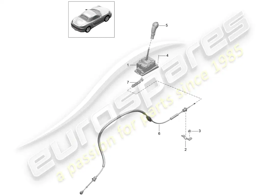 porsche 2019 (718 boxster) selector lever parts diagram