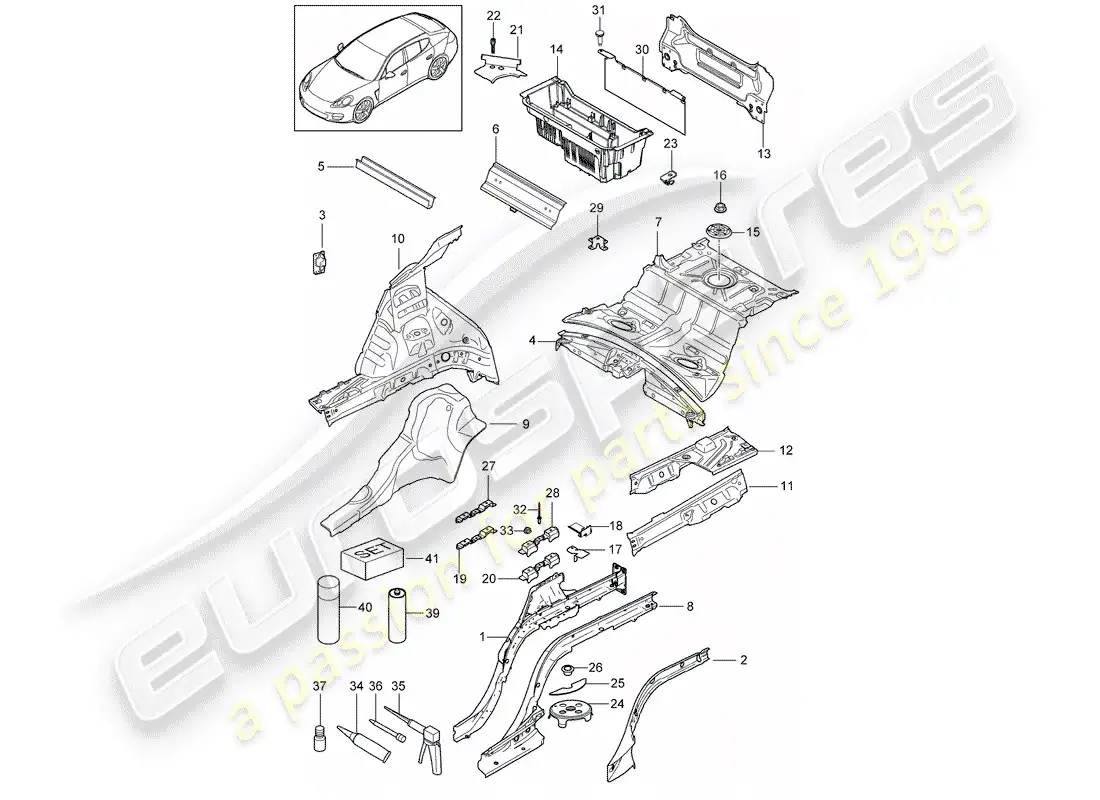 porsche 2012 (panamera 970) rear end parts diagram