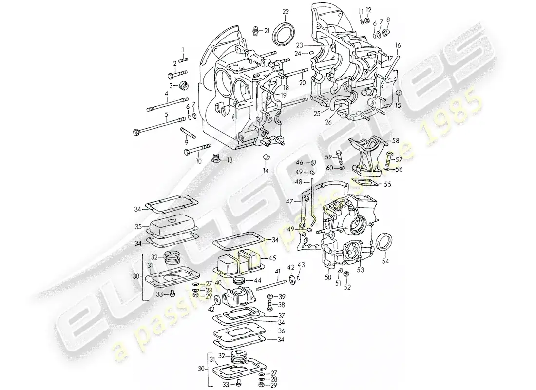 porsche 1961 (356b/356c) crankcase parts diagram