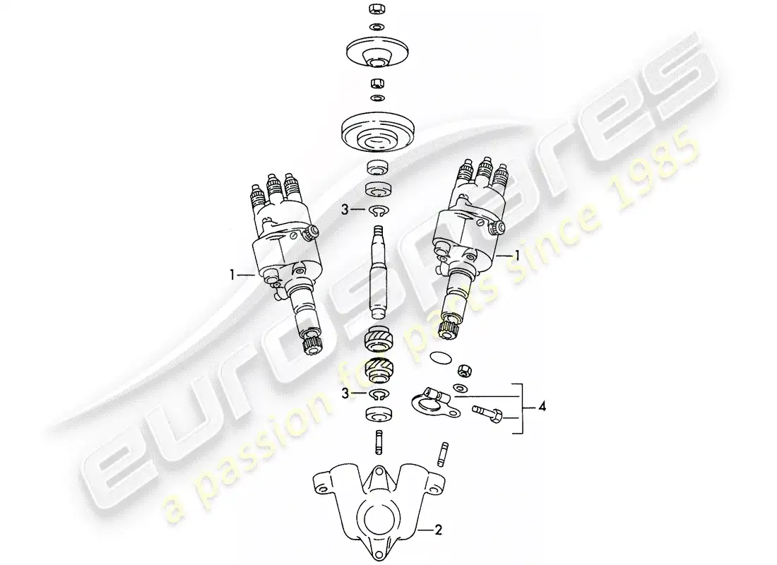 porsche 1954 (356/356a) distributor - driving mechanism parts diagram