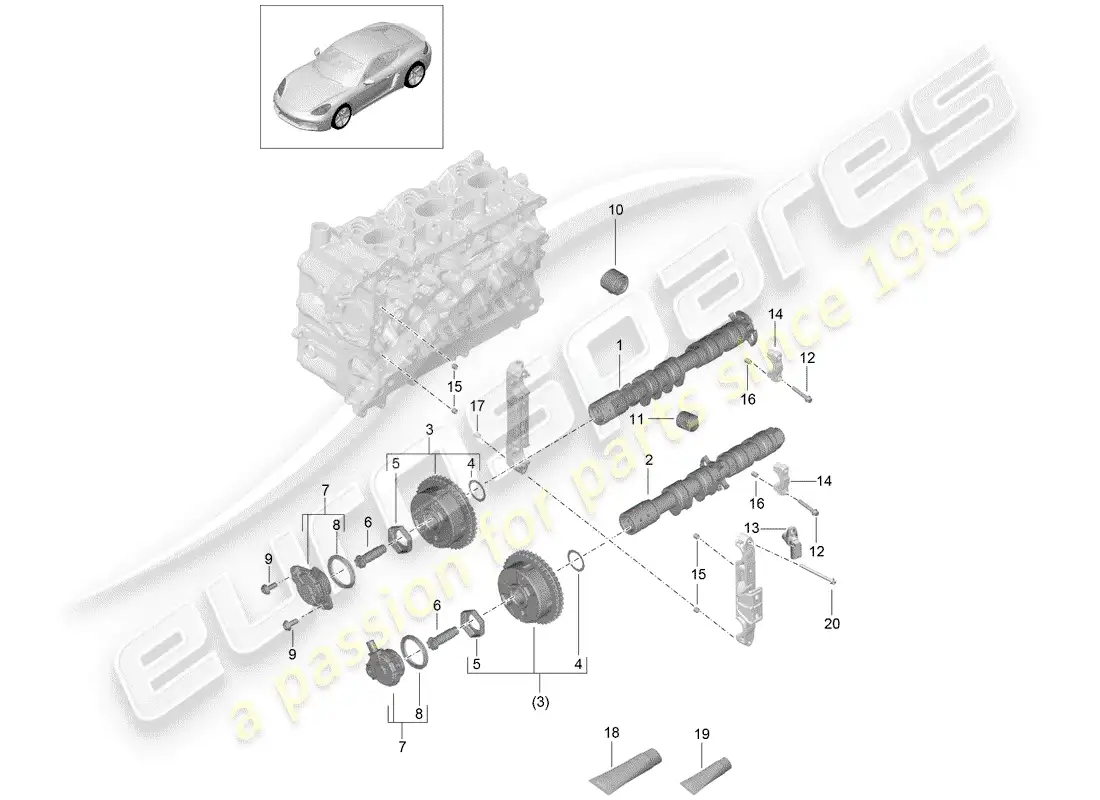 porsche 2019 (718 cayman) camshaft parts diagram