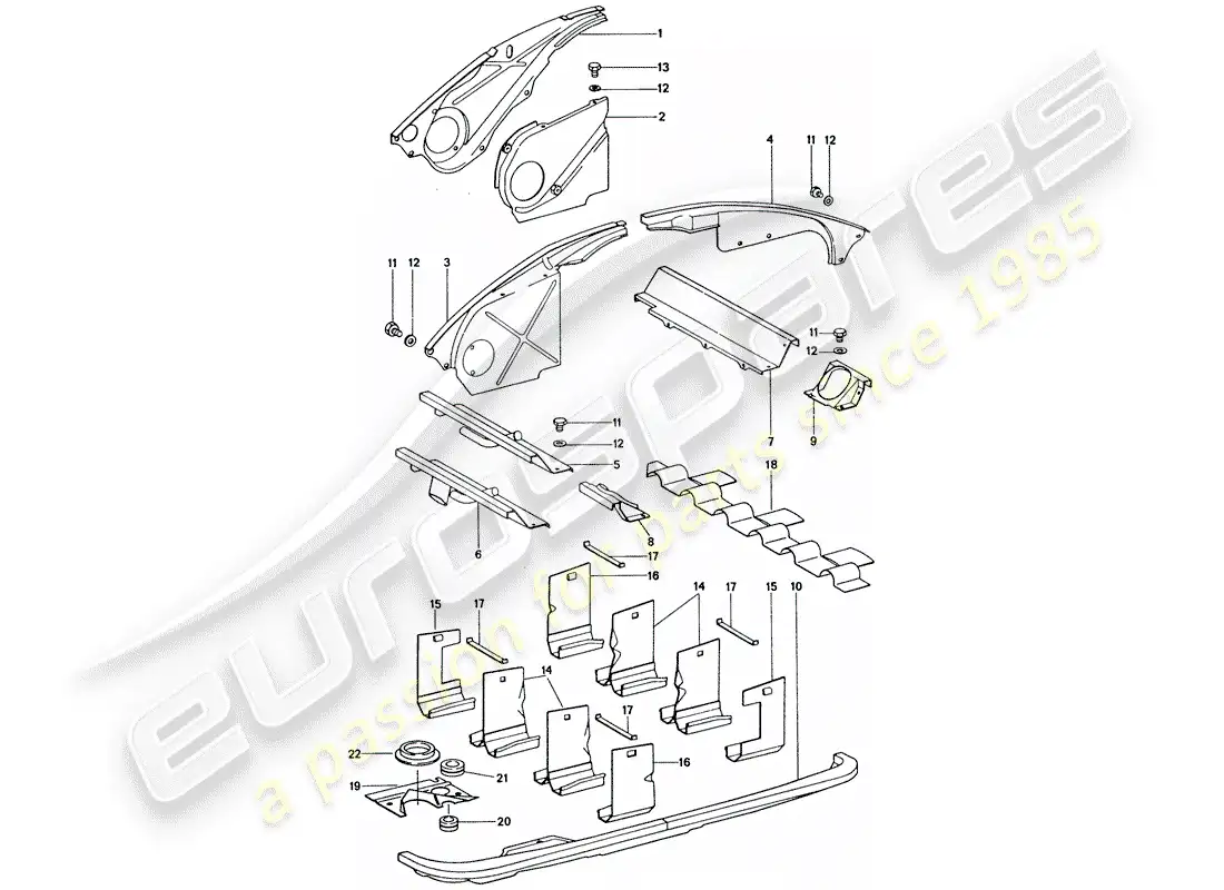 porsche 1975 (911) air duct - engine cover parts diagram